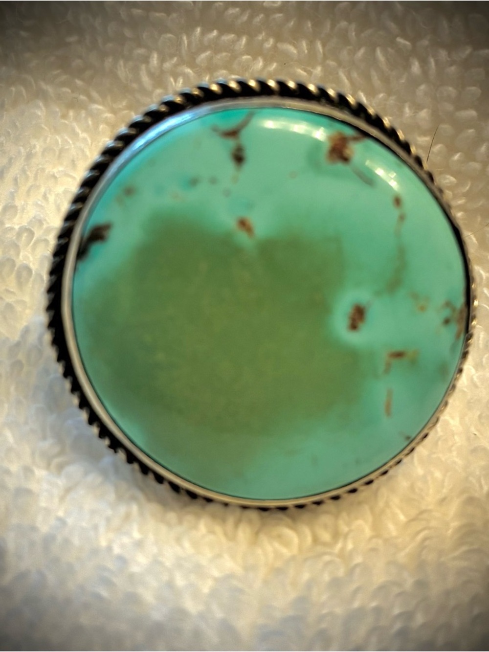 Antique Turquoise Stone Sterling Silver Round Statement Ring